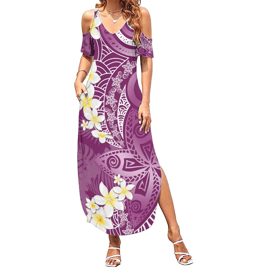 Pink Polynesian Tribal Frangipani Tropical Vibe Summer Maxi Dress LT14 Women Pink - Polynesian Pride