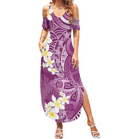 Pink Polynesian Tribal Frangipani Tropical Vibe Summer Maxi Dress LT14 Women Pink - Polynesian Pride