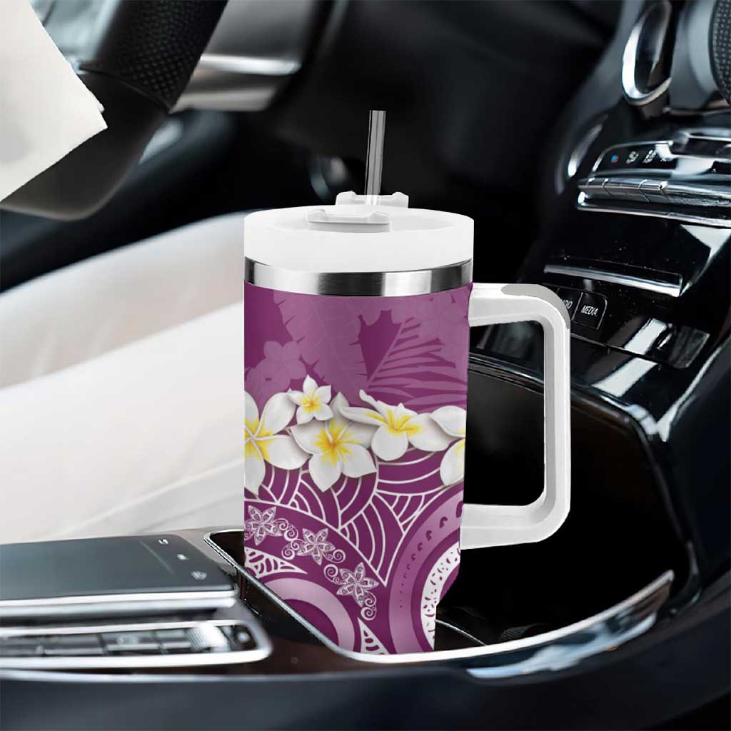 Pink Polynesian Tribal Frangipani Tropical Vibe Tumbler With Handle LT14 - Polynesian Pride