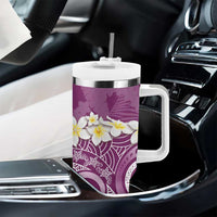 Pink Polynesian Tribal Frangipani Tropical Vibe Tumbler With Handle LT14 - Polynesian Pride