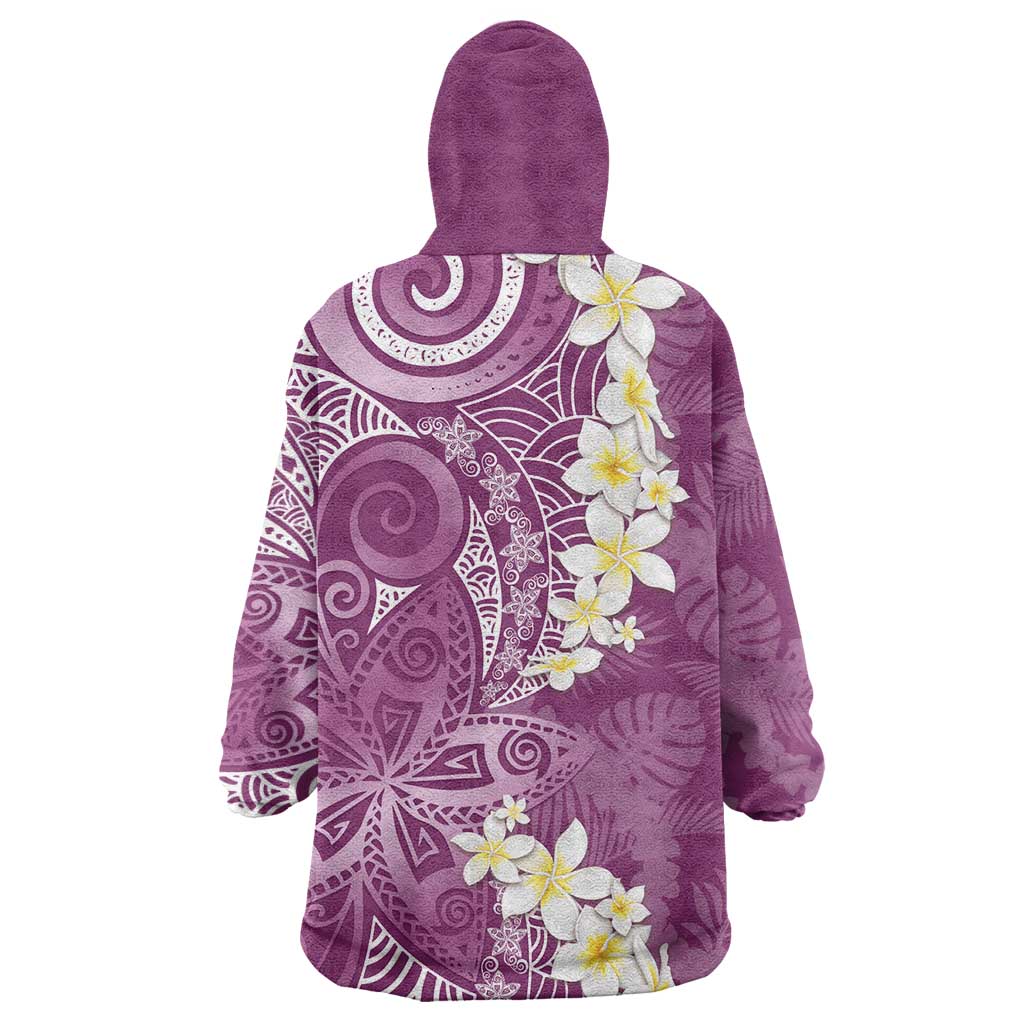 Pink Polynesian Tribal Frangipani Tropical Vibe Wearable Blanket Hoodie LT14 - Polynesian Pride