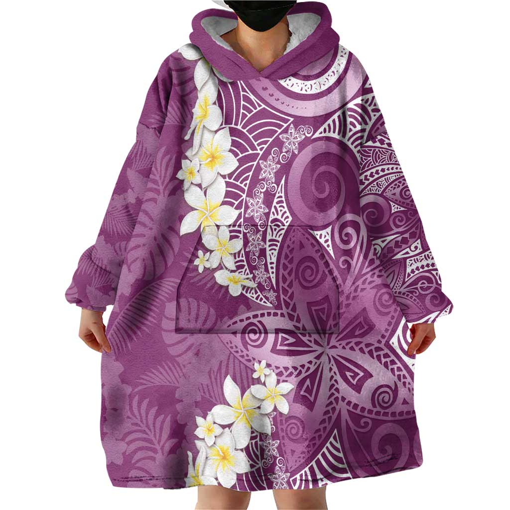 Pink Polynesian Tribal Frangipani Tropical Vibe Wearable Blanket Hoodie LT14 - Polynesian Pride