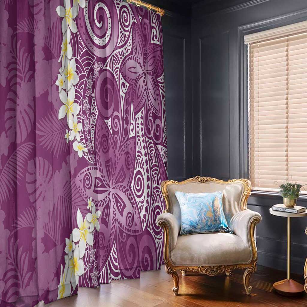 Pink Polynesian Tribal Frangipani Tropical Vibe Window Curtain LT14 - Polynesian Pride