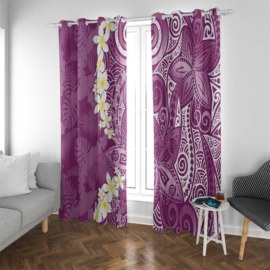 Pink Polynesian Tribal Frangipani Tropical Vibe Window Curtain LT14 With Grommets Pink - Polynesian Pride