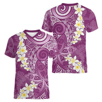 Pink Polynesian Tribal Frangipani Tropical Vibe Women V-Neck T-Shirt LT14 - Polynesian Pride