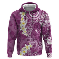 Pink Polynesian Tribal Frangipani Tropical Vibe Zip Hoodie