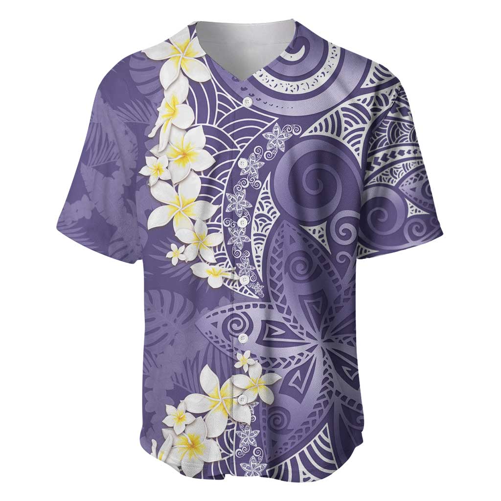 Violet Polynesian Tribal Frangipani Tropical Vibe Baseball Jersey