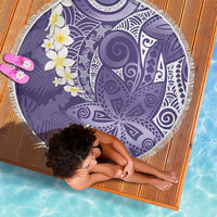 Violet Polynesian Tribal Frangipani Tropical Vibe Beach Blanket LT14 - Polynesian Pride