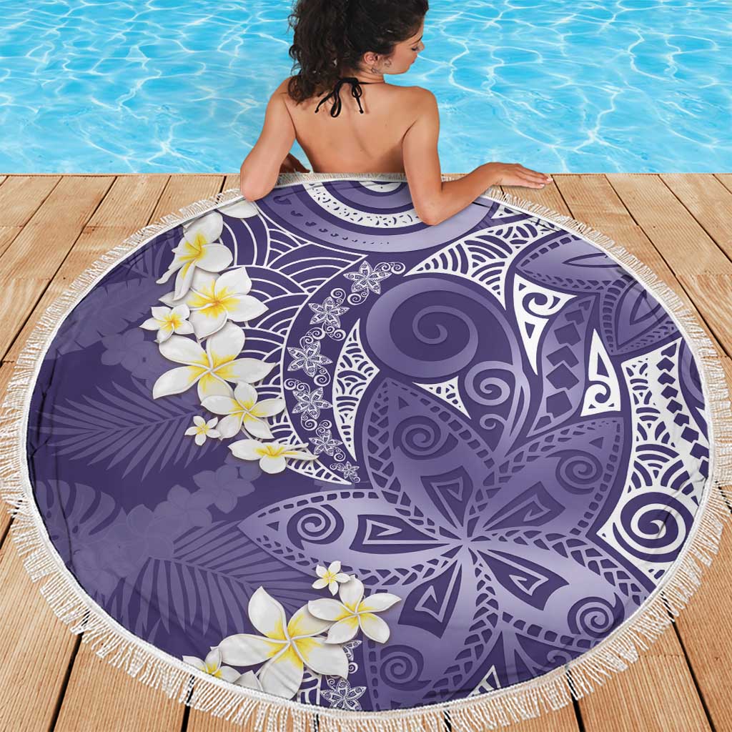 Violet Polynesian Tribal Frangipani Tropical Vibe Beach Blanket LT14 - Polynesian Pride