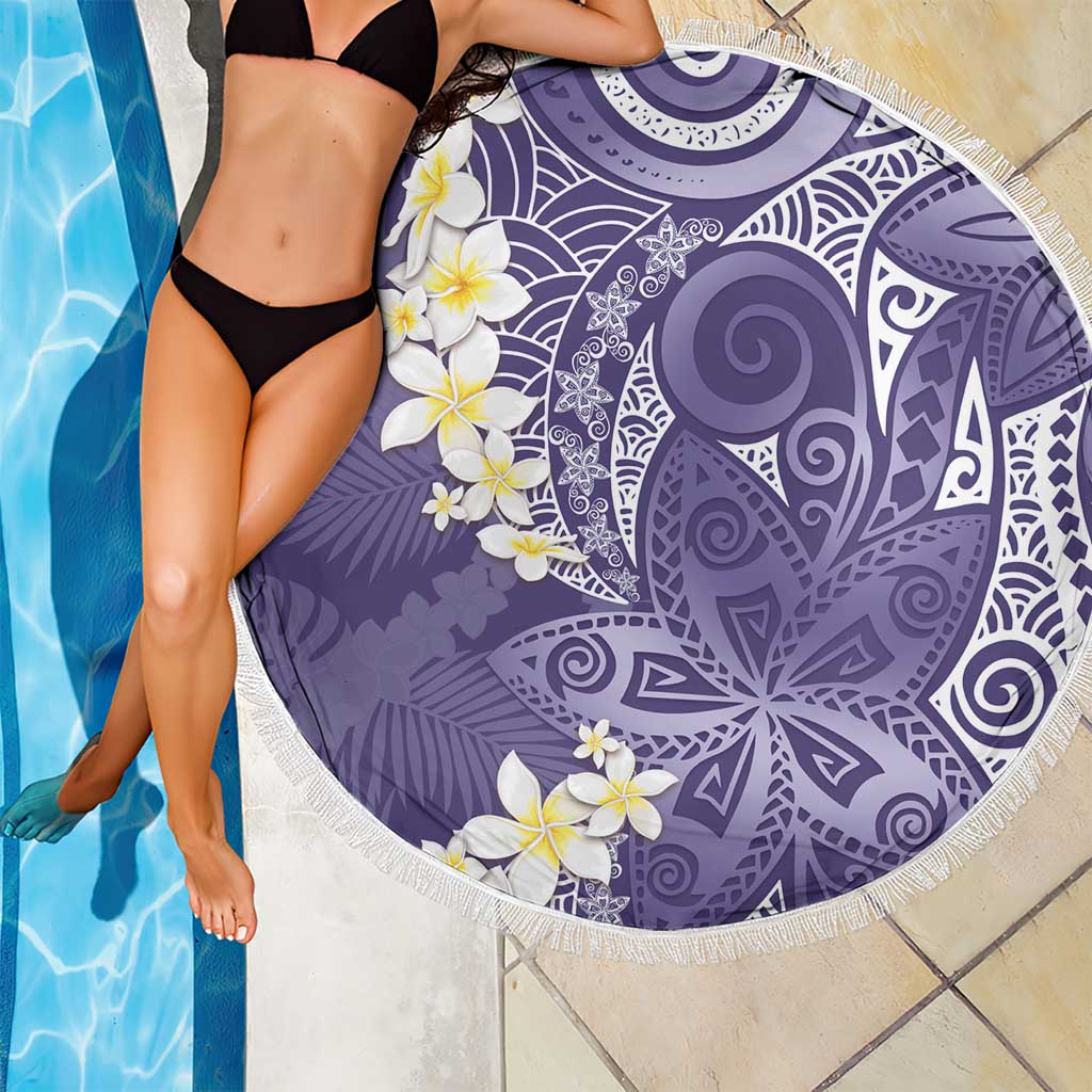 Violet Polynesian Tribal Frangipani Tropical Vibe Beach Blanket LT14 - Polynesian Pride
