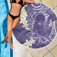 Violet Polynesian Tribal Frangipani Tropical Vibe Beach Blanket LT14 - Polynesian Pride