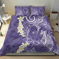 Violet Polynesian Tribal Frangipani Tropical Vibe Bedding Set