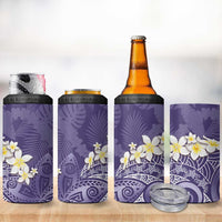 Violet Polynesian Tribal Frangipani Tropical Vibe 4 in 1 Can Cooler Tumbler LT14 - Polynesian Pride