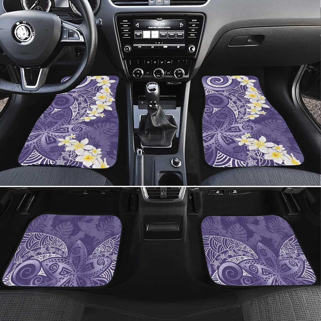 Violet Polynesian Tribal Frangipani Tropical Vibe Car Mats LT14 Set 4pcs Violet - Polynesian Pride