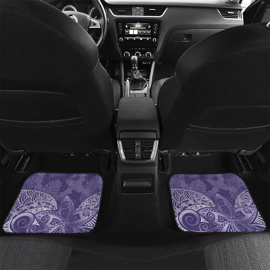 Violet Polynesian Tribal Frangipani Tropical Vibe Car Mats LT14 Set 2pcs - Back Violet - Polynesian Pride