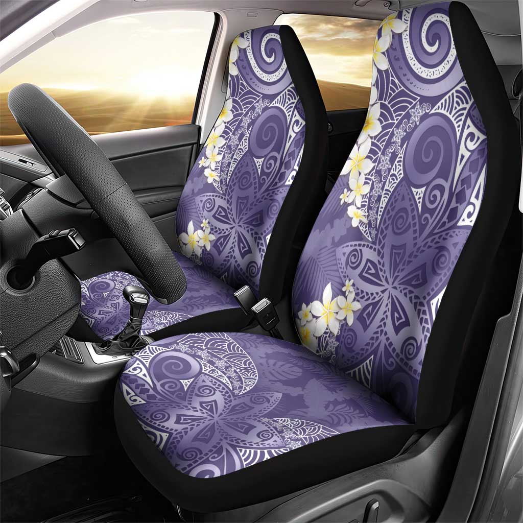 Violet Polynesian Tribal Frangipani Tropical Vibe Car Seat Cover