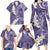 Violet Polynesian Tribal Frangipani Tropical Vibe Family Matching Long Sleeve Bodycon Dress and Hawaiian Shirt