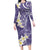 Violet Polynesian Tribal Frangipani Tropical Vibe Family Matching Long Sleeve Bodycon Dress and Hawaiian Shirt