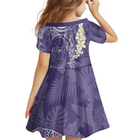 Violet Polynesian Tribal Frangipani Tropical Vibe Family Matching Off The Shoulder Long Sleeve Dress and Hawaiian Shirt