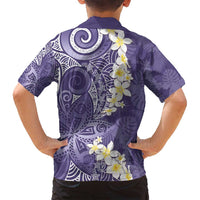 Violet Polynesian Tribal Frangipani Tropical Vibe Family Matching Puletasi and Hawaiian Shirt