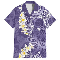 Violet Polynesian Tribal Frangipani Tropical Vibe Family Matching Puletasi and Hawaiian Shirt