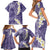 Violet Polynesian Tribal Frangipani Tropical Vibe Family Matching Short Sleeve Bodycon Dress and Hawaiian Shirt