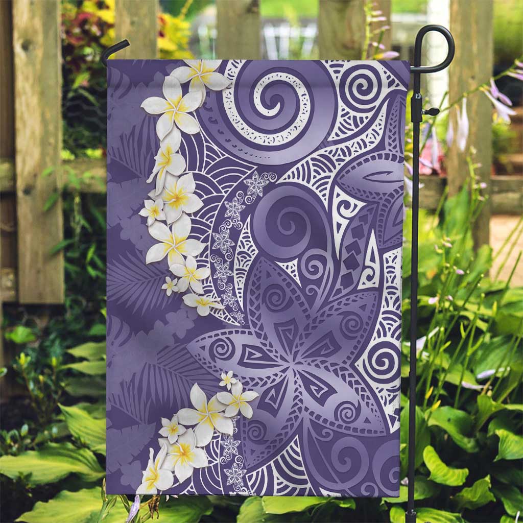 Violet Polynesian Tribal Frangipani Tropical Vibe Garden Flag LT14 Garden Flag Violet - Polynesian Pride