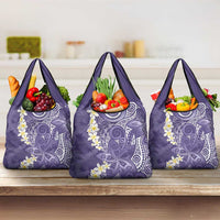 Violet Polynesian Tribal Frangipani Tropical Vibe Grocery Bag LT14 3-pack One Size Violet - Polynesian Pride
