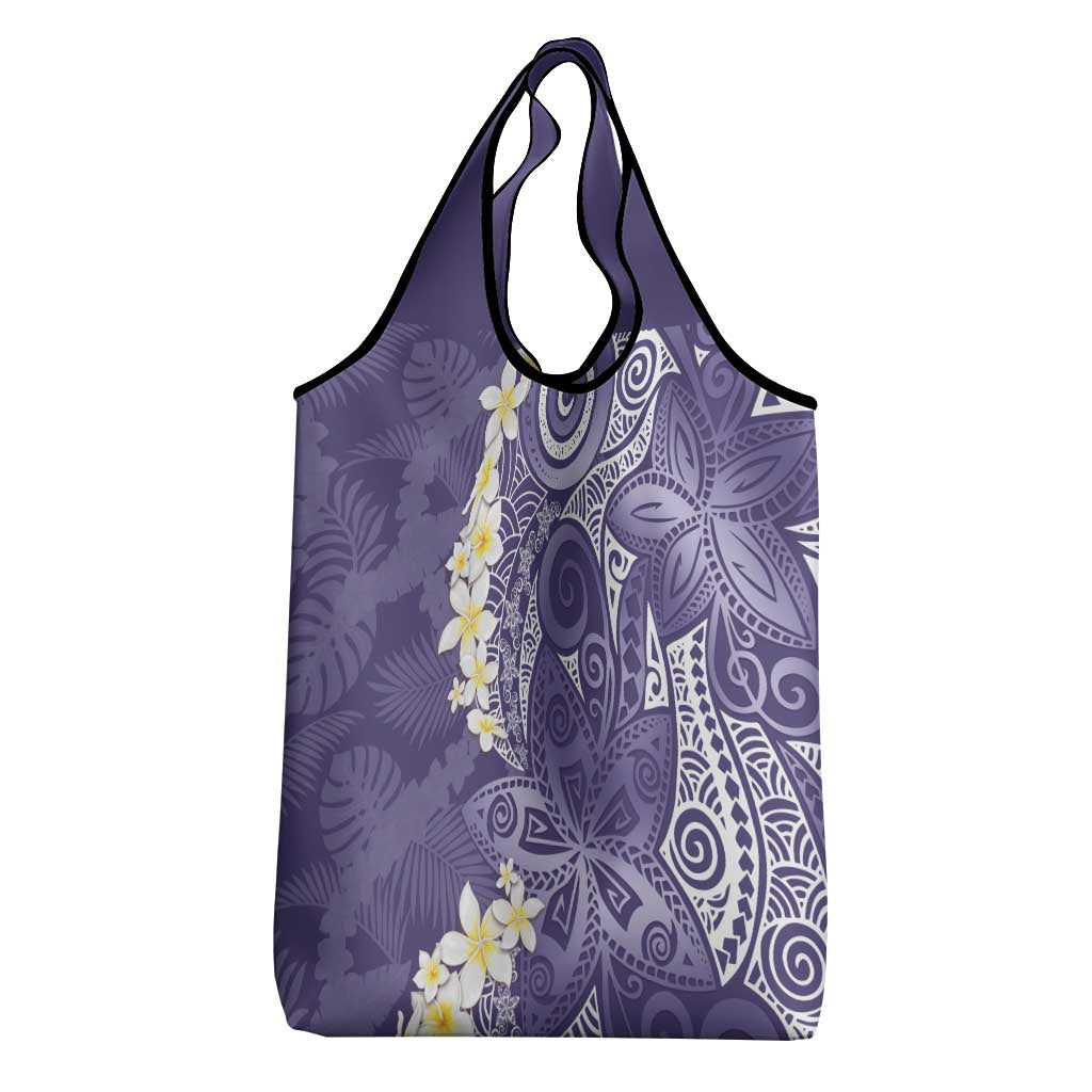 Violet Polynesian Tribal Frangipani Tropical Vibe Grocery Bag LT14 - Polynesian Pride