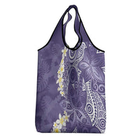 Violet Polynesian Tribal Frangipani Tropical Vibe Grocery Bag LT14 - Polynesian Pride