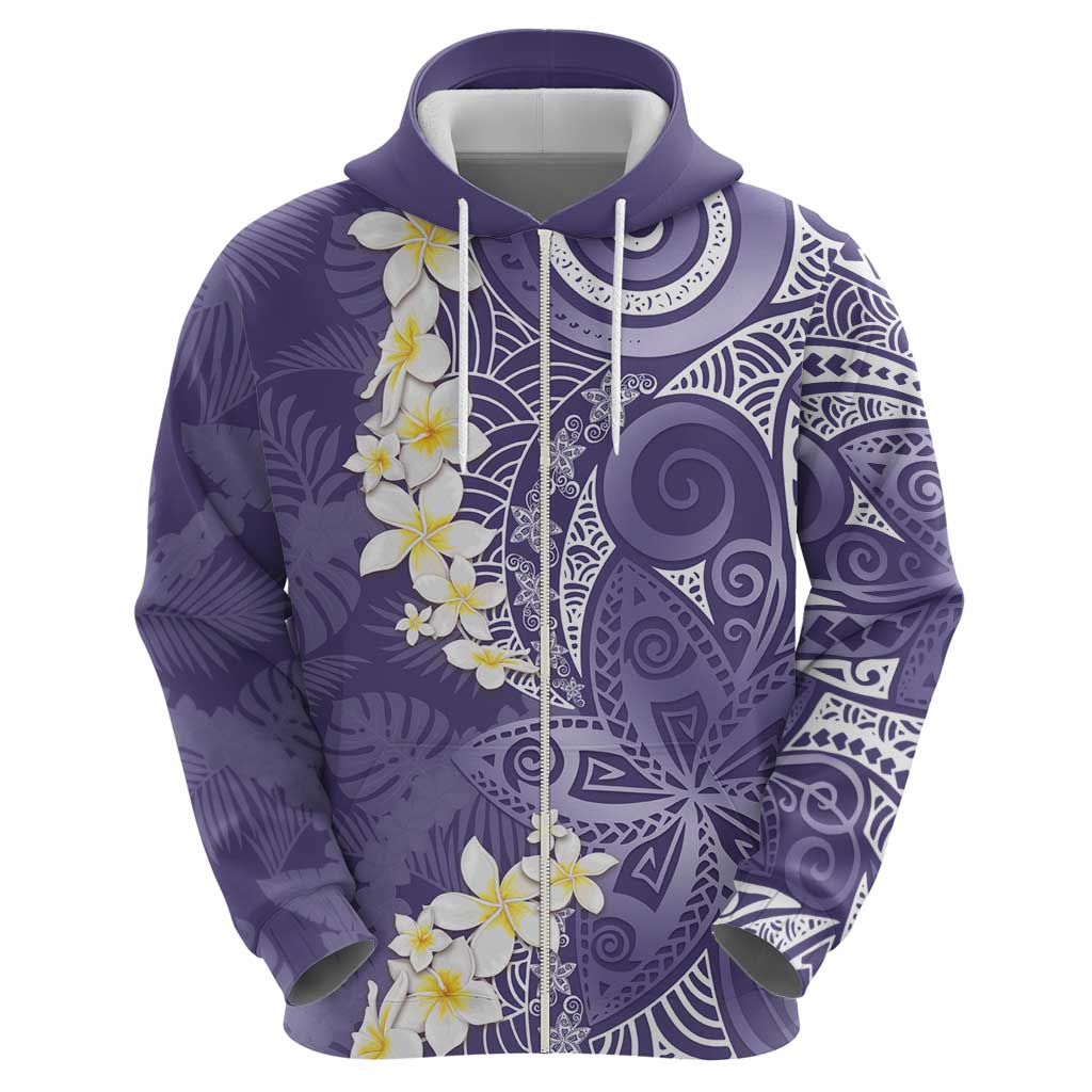 Violet Polynesian Tribal Frangipani Tropical Vibe Hoodie