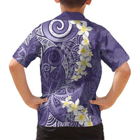 Violet Polynesian Tribal Frangipani Tropical Vibe Kid Hawaiian Shirt