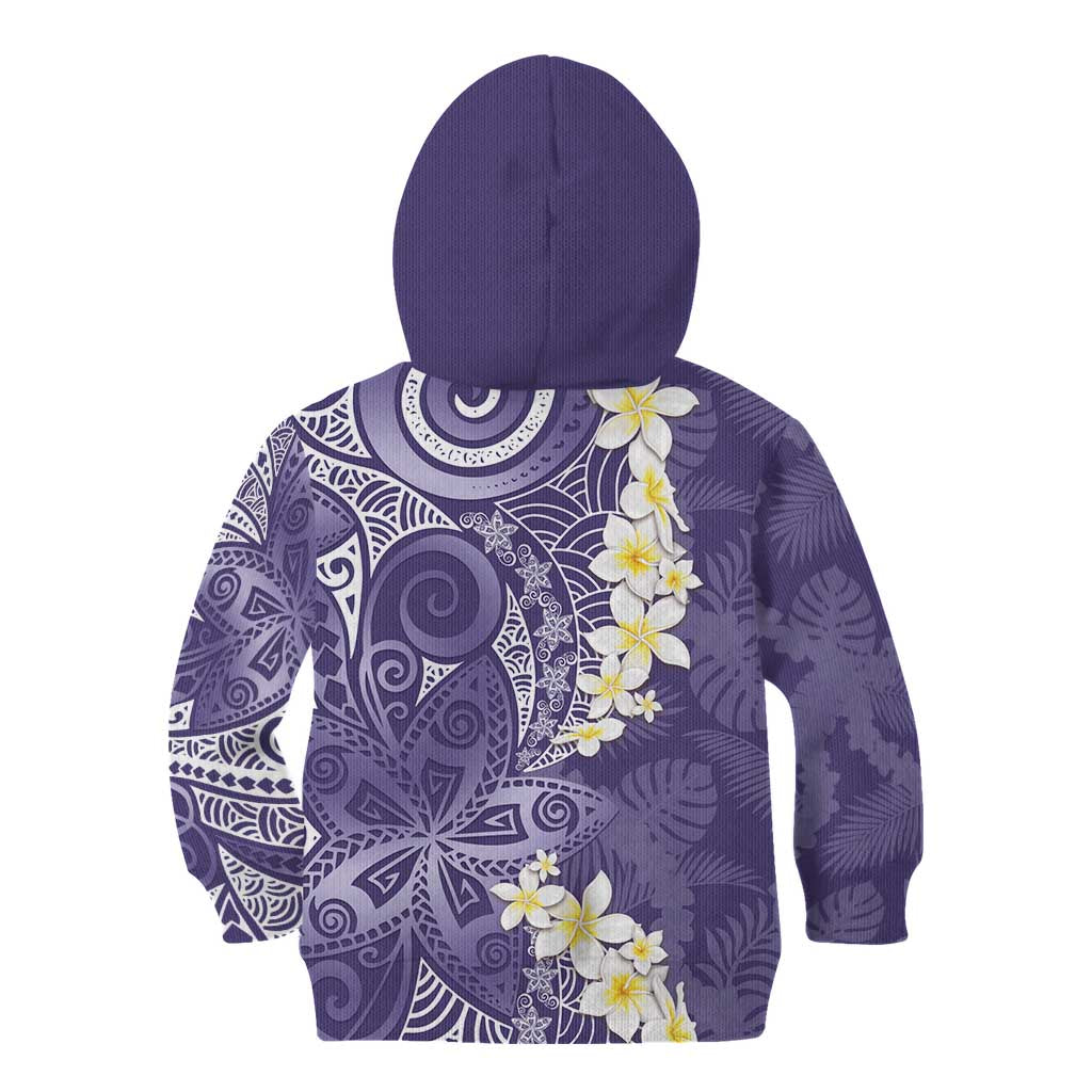 Violet Polynesian Tribal Frangipani Tropical Vibe Kid Hoodie