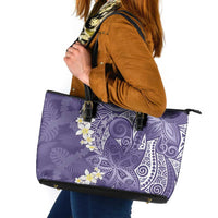 Violet Polynesian Tribal Frangipani Tropical Vibe Leather Tote Bag LT14 Violet - Polynesian Pride