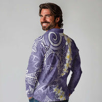 Violet Polynesian Tribal Frangipani Tropical Vibe Long Sleeve Polo Shirt LT14 - Polynesian Pride