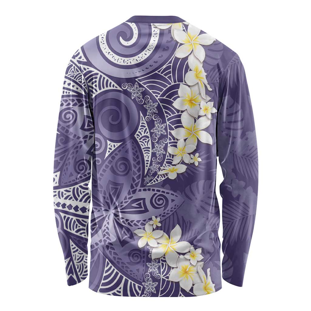 Violet Polynesian Tribal Frangipani Tropical Vibe Long Sleeve Shirt LT14 - Polynesian Pride