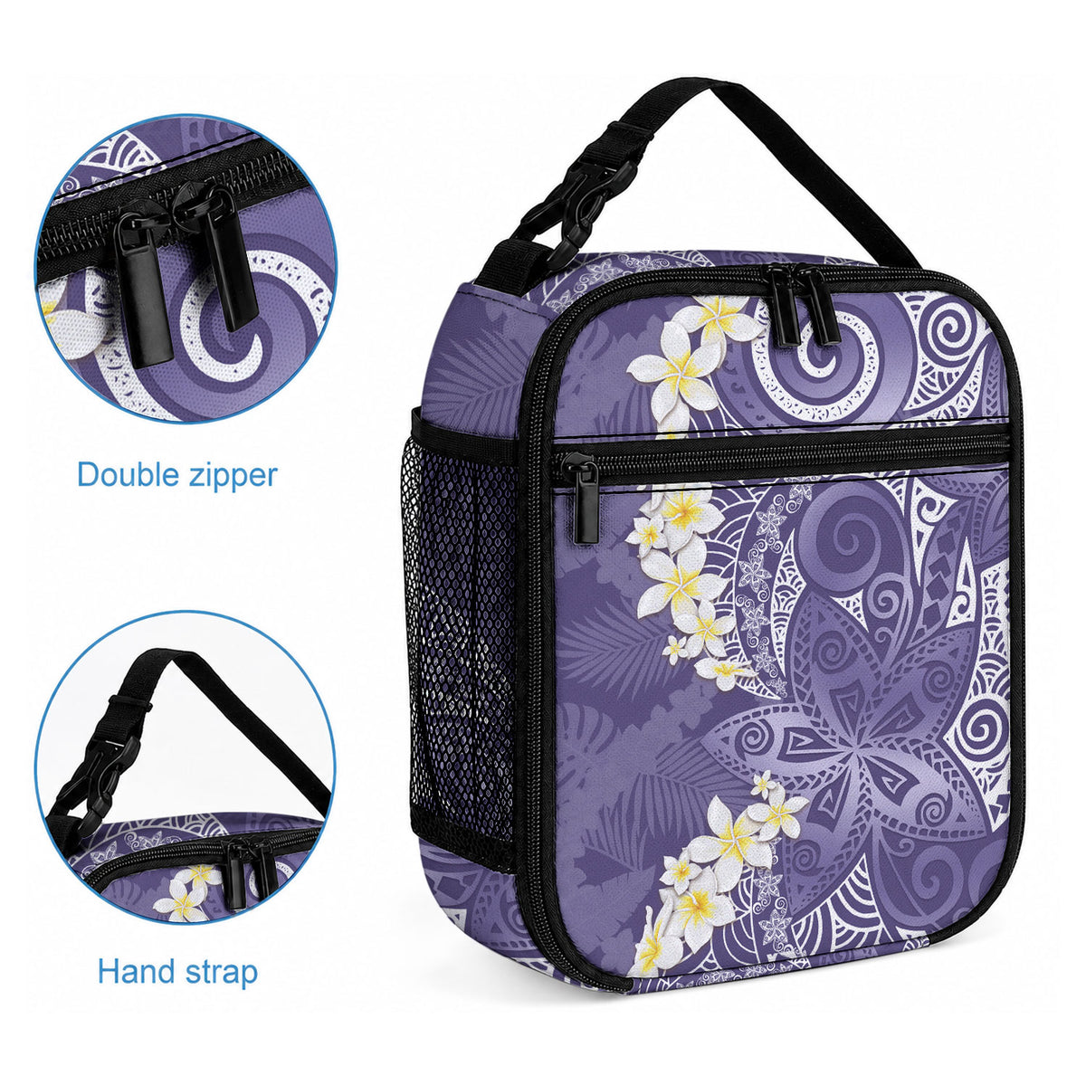 Violet Polynesian Tribal Frangipani Tropical Vibe Lunch Bag LT14 - Polynesian Pride