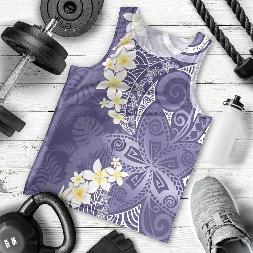 Violet Polynesian Tribal Frangipani Tropical Vibe Men Tank Top LT14 - Polynesian Pride