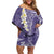 Violet Polynesian Tribal Frangipani Tropical Vibe Off Shoulder Short Dress
