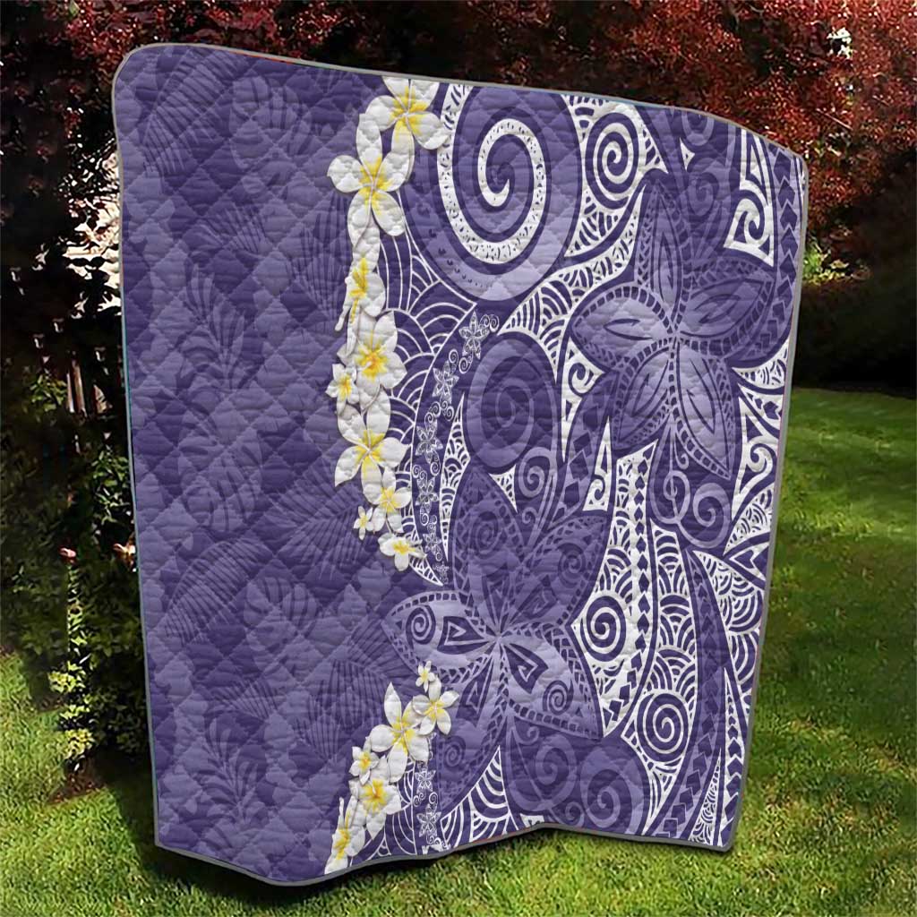 Violet Polynesian Tribal Frangipani Tropical Vibe Quilt