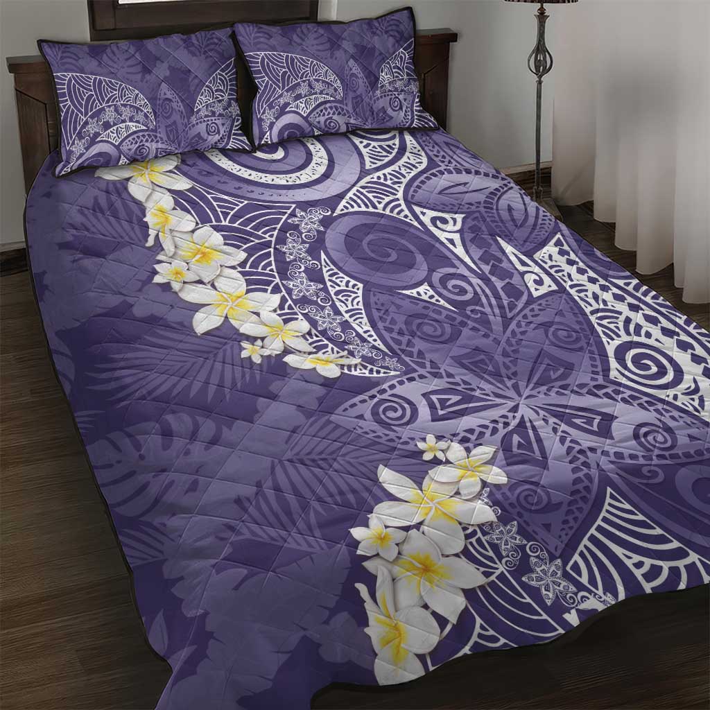 Violet Polynesian Tribal Frangipani Tropical Vibe Quilt Bed Set LT14 Violet - Polynesian Pride