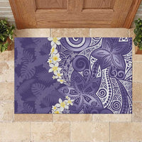 Violet Polynesian Tribal Frangipani Tropical Vibe Rubber Doormat LT14 Violet - Polynesian Pride
