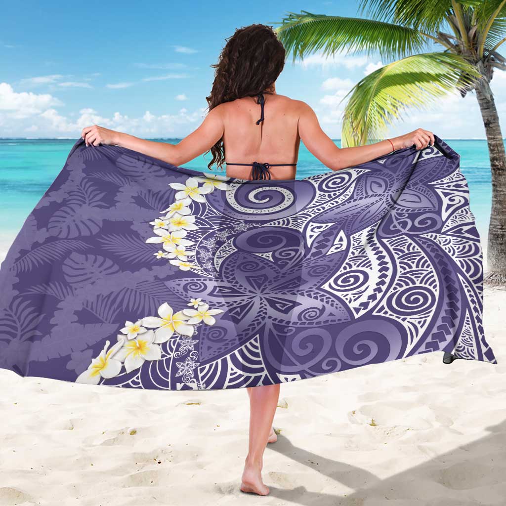 Violet Polynesian Tribal Frangipani Tropical Vibe Sarong