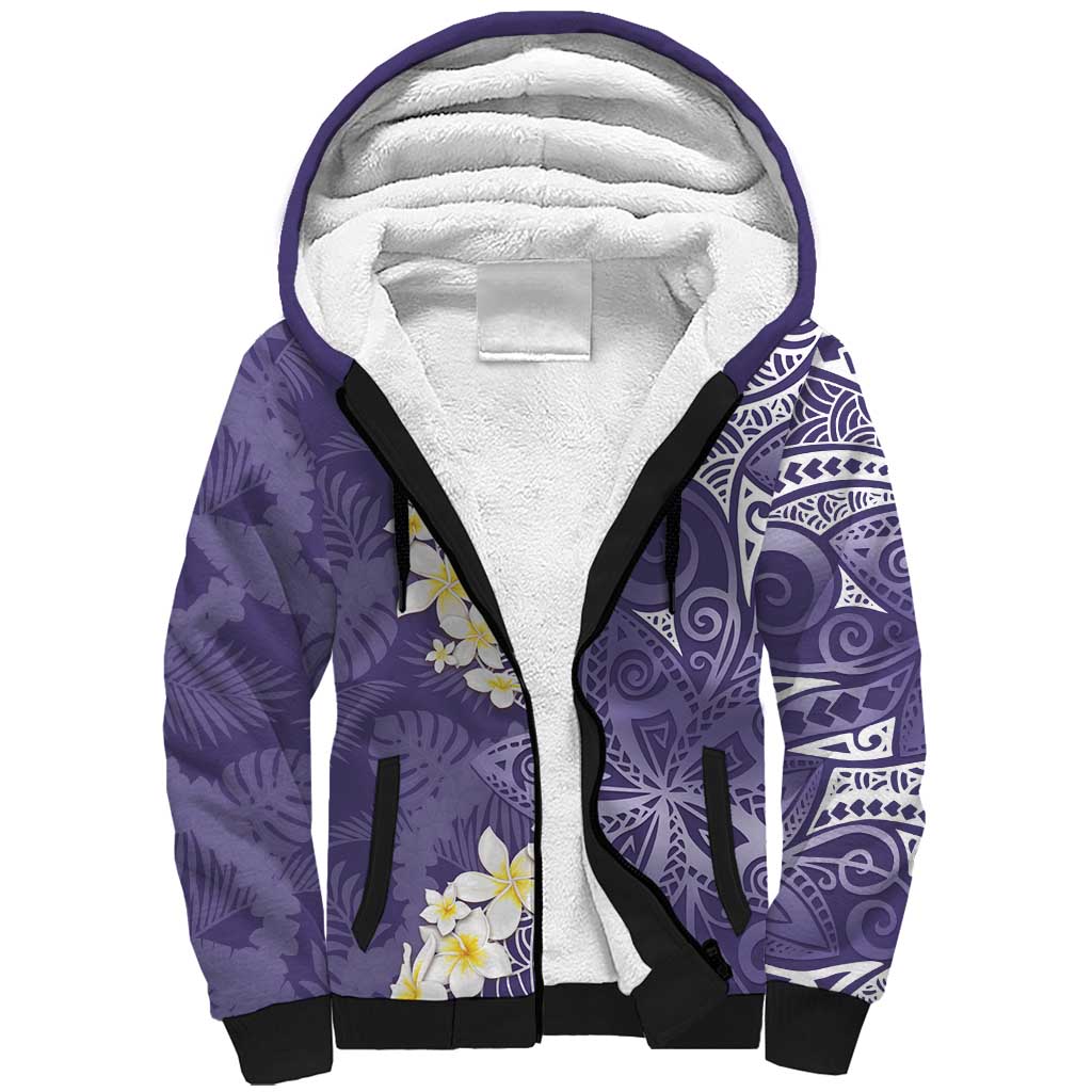 Violet Polynesian Tribal Frangipani Tropical Vibe Sherpa Hoodie LT14 Unisex Violet - Polynesian Pride