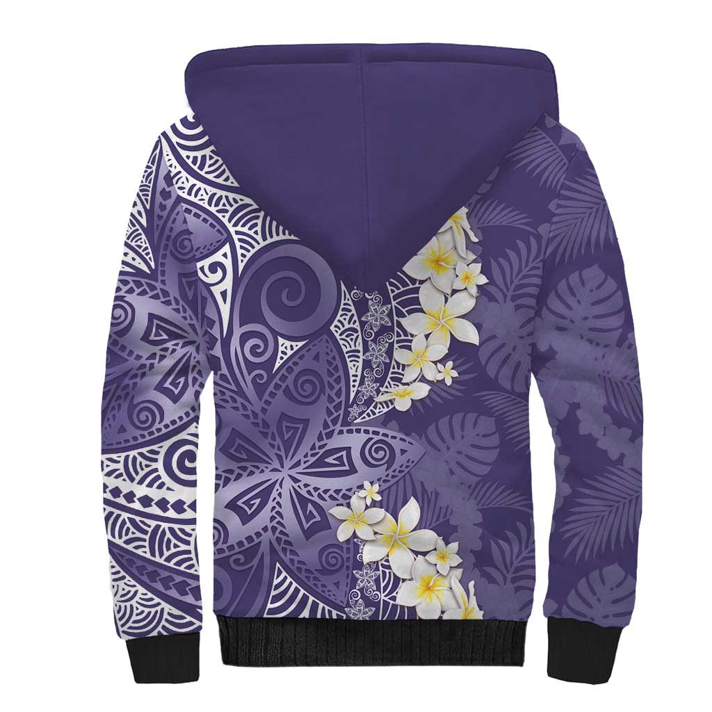 Violet Polynesian Tribal Frangipani Tropical Vibe Sherpa Hoodie LT14 - Polynesian Pride