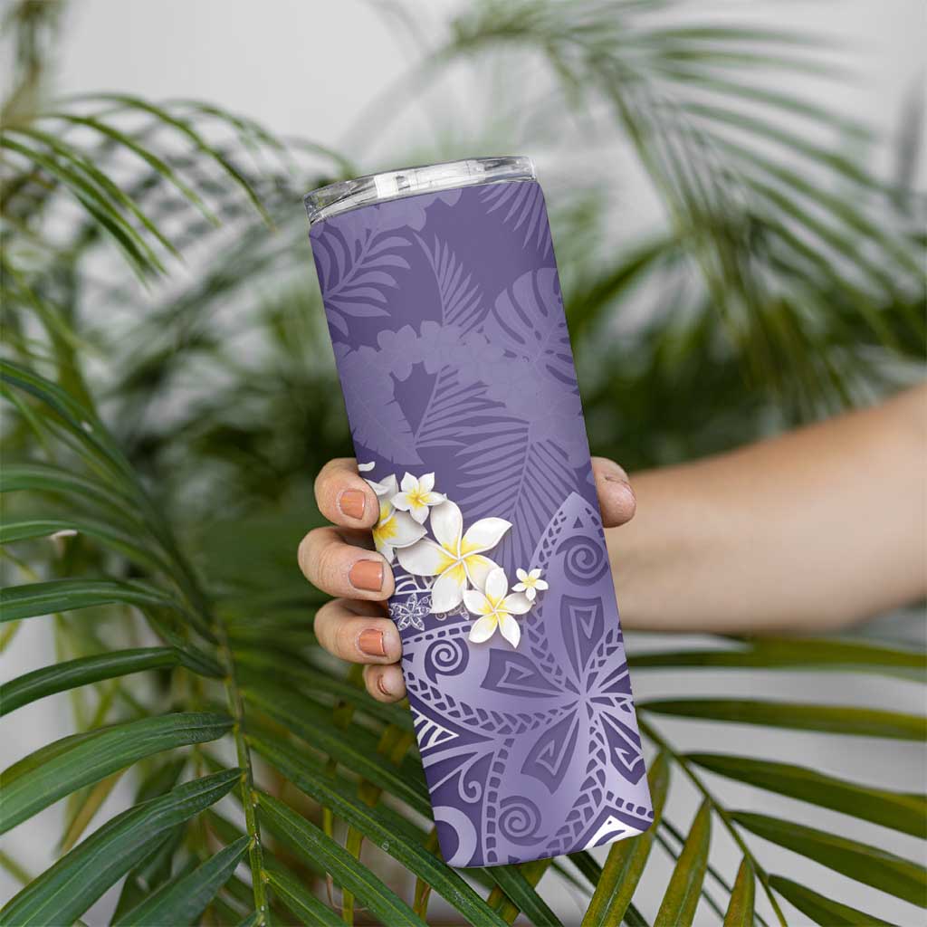 Violet Polynesian Tribal Frangipani Tropical Vibe Skinny Tumbler