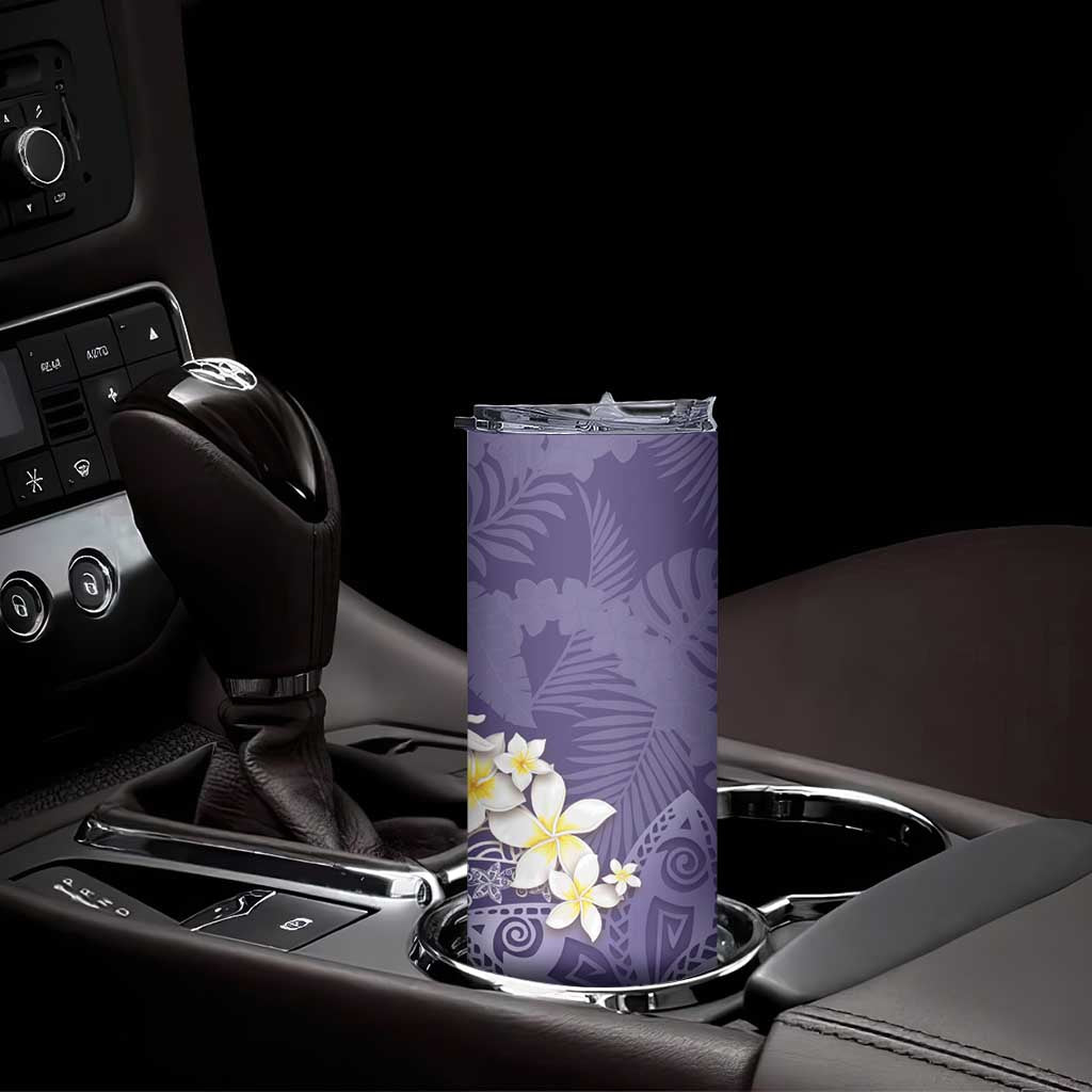 Violet Polynesian Tribal Frangipani Tropical Vibe Skinny Tumbler