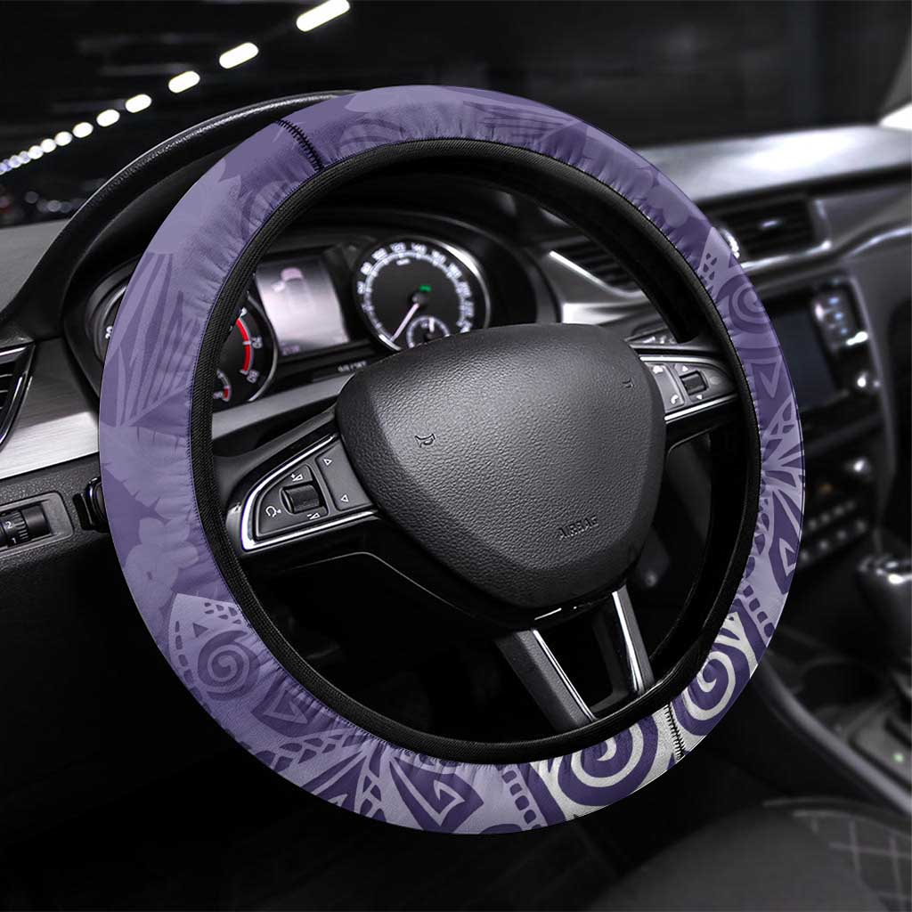 Violet Polynesian Tribal Frangipani Tropical Vibe Steering Wheel Cover LT14 Universal Fit Violet - Polynesian Pride
