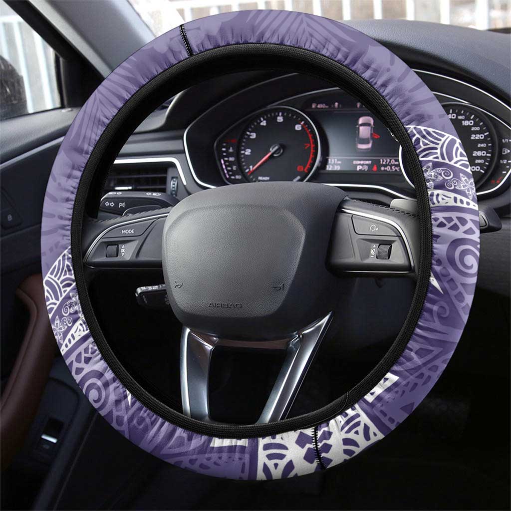 Violet Polynesian Tribal Frangipani Tropical Vibe Steering Wheel Cover LT14 - Polynesian Pride