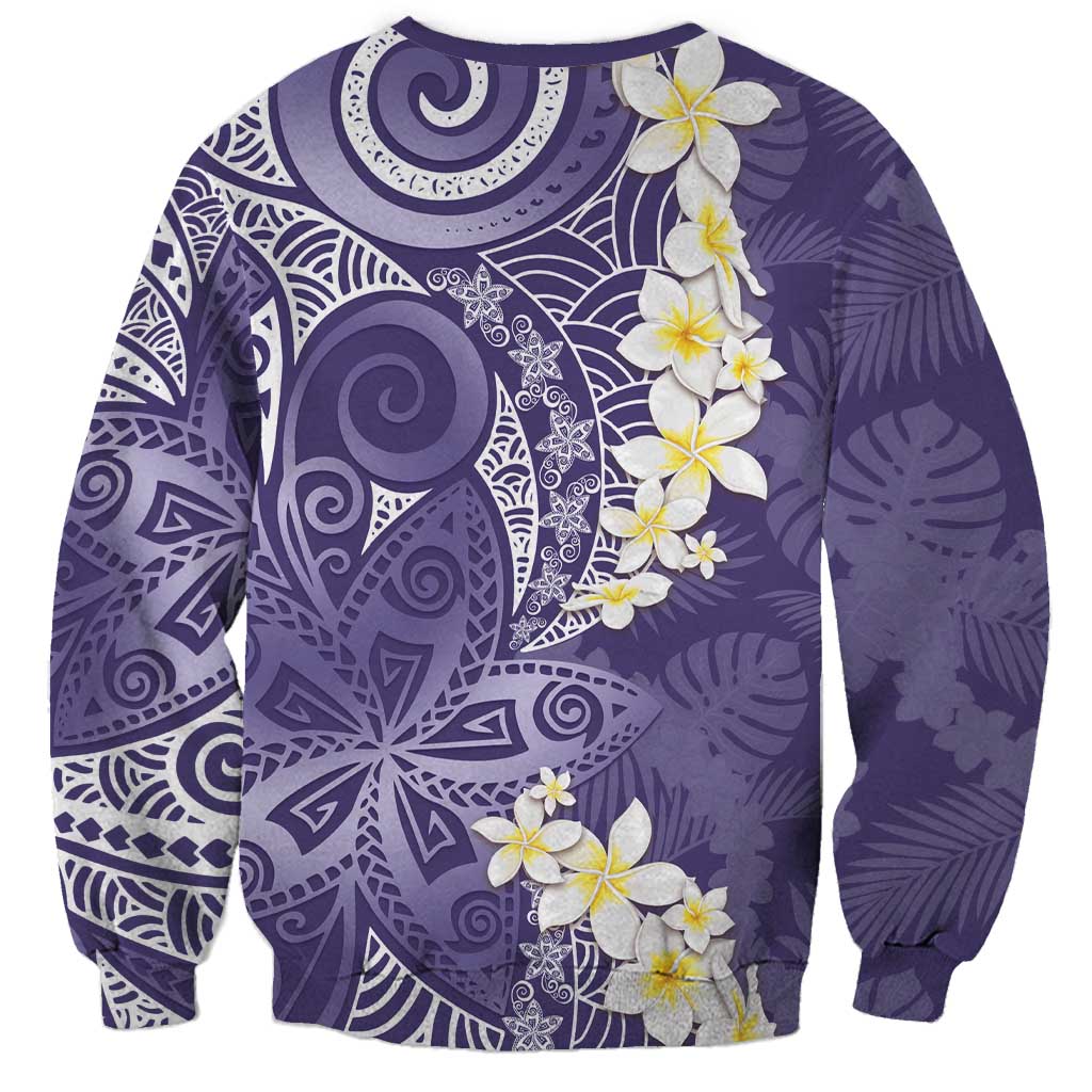 Violet Polynesian Tribal Frangipani Tropical Vibe Sweatshirt LT14 - Polynesian Pride